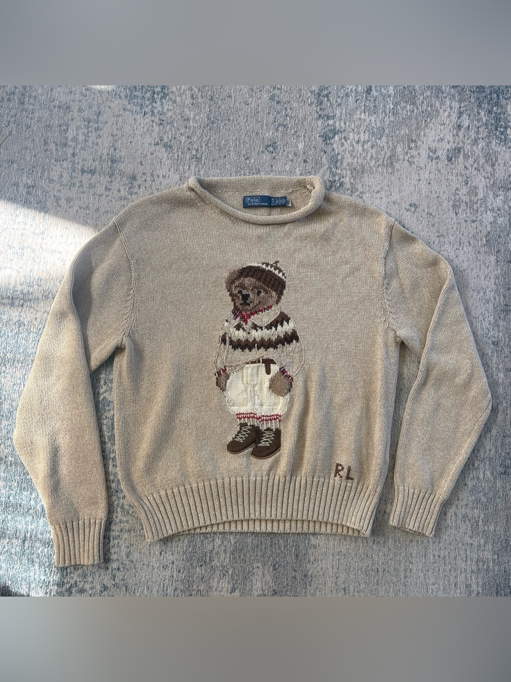 Polo Ralph Lauren Beige Bear Roll Neck Sweater XS